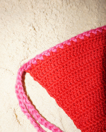 Layia crochet bikini bottoms in Sangria close up