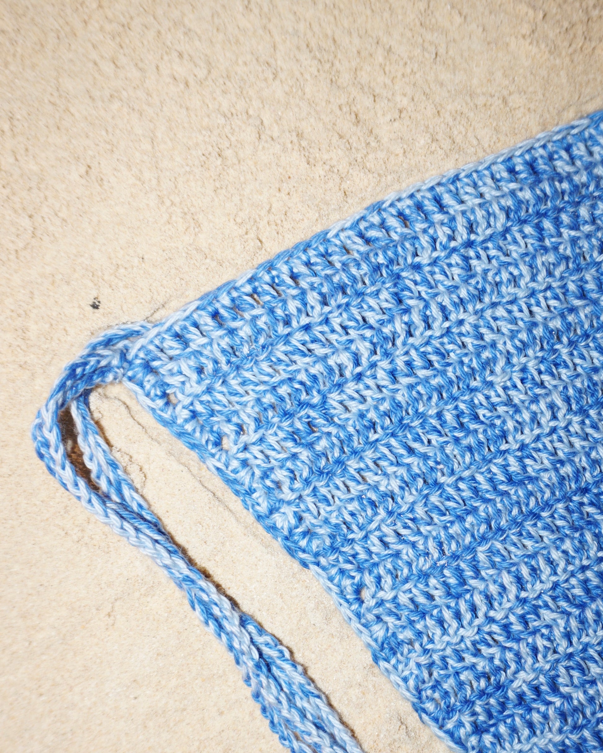 Acacia crochet bikini bottoms in Ocean close up