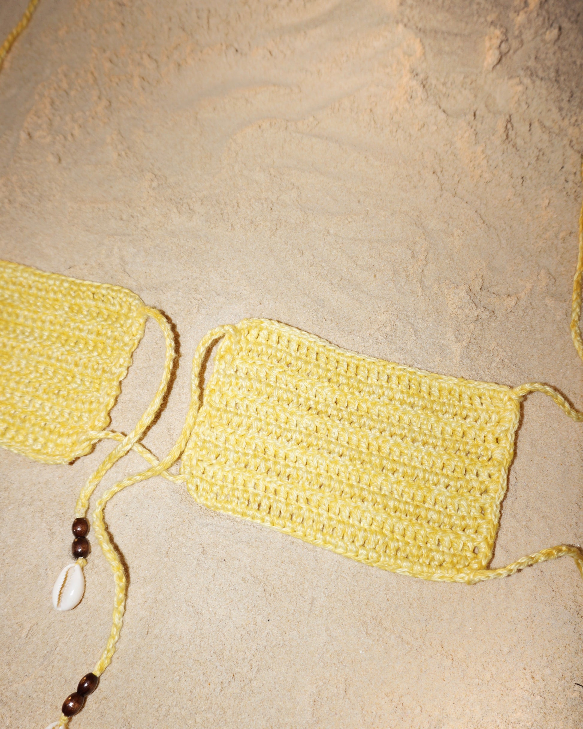 Acacia crochet bikini top in Dandelion closeup 