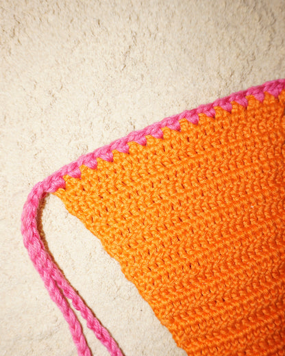 Layia crochet bikini bottoms in Clementine closeup