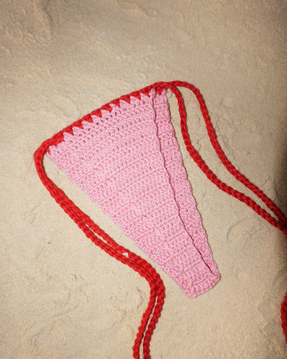 Layia crochet bikini bottoms in Valentine back