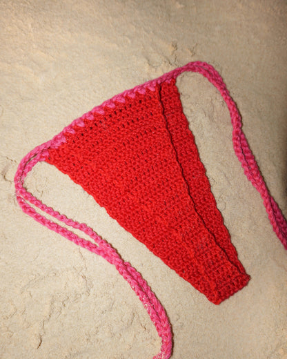 Layia crochet bikini bottoms in Sangria back