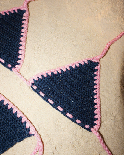 Layia crochet bikini top in Denim close up