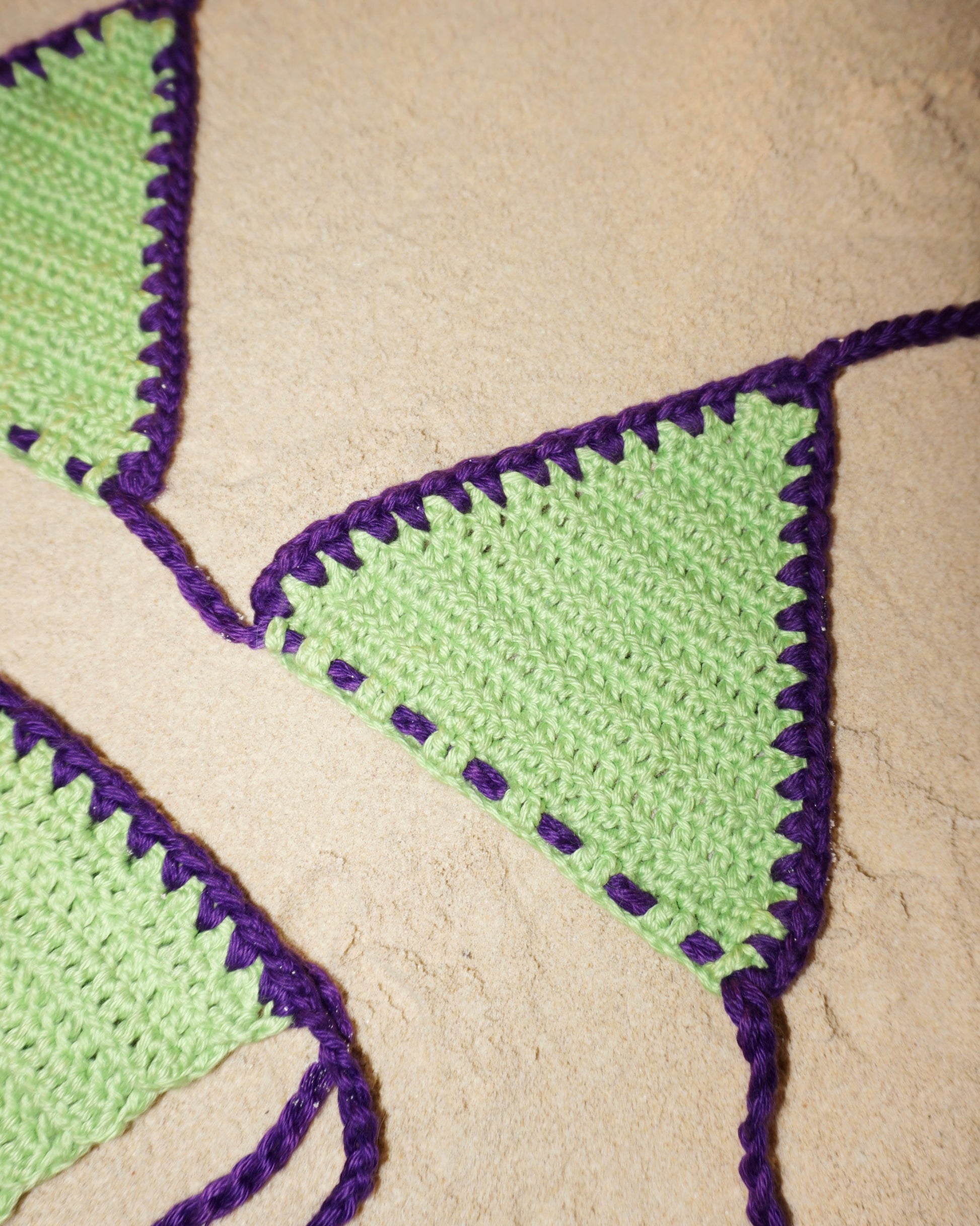 Layia crochet bikini top in Sherbet closeup